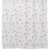 Rosa und blaue Flora Duschvorhang (Vorderseite)