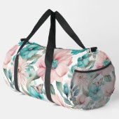 Rosa und blaue Flora mit Schmetterling Duffle Bag (Rechte Ecke)