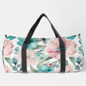 Rosa und blaue Flora mit Schmetterling Duffle Bag (Rückseite)