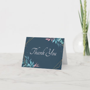 Rosa und blaue floral danke Karte