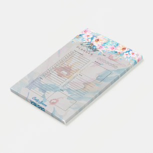 Rosa und blaue floral personalisierte Planer Post-it Klebezettel