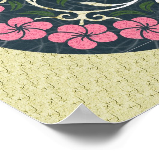 Rosa und blaue, florale Gestaltung Poster (Ecke)