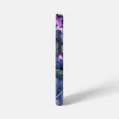 Rosa und blaue florale PopSocket iPhone Hülle (Linke Seite)