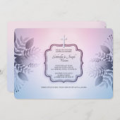 Rosa und blaue Foliage Religiöse Einladung (Vorne/Hinten)