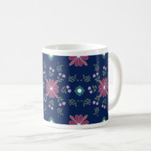 Rosa und blaue Folklorekunst Tasse