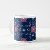 Rosa und blaue Folklorekunst Tasse (Vorderseite Links)