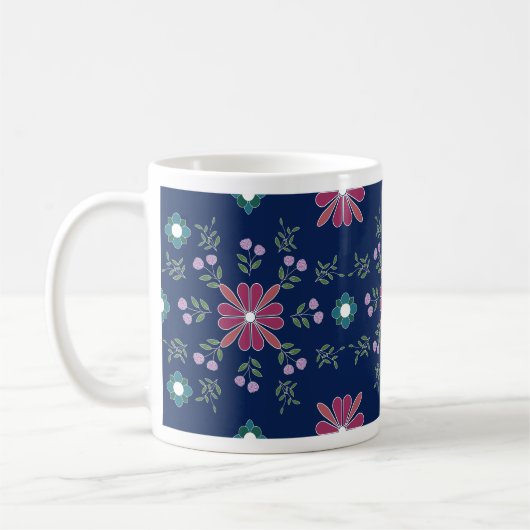 Rosa und blaue Folklorekunst Tasse (Links)