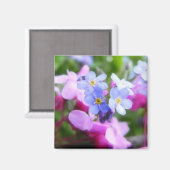 Rosa und blaue Frühlingsblumen Magnet (Vorderseite/Rückseite)