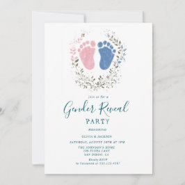 Rosa und blaue Fußstapfen Gender Reveal Party Einladung