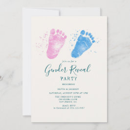 Rosa und blaue Fußstapfen Gender Reveal Party Einladung