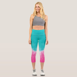Rosa und blaue Gefärbte Krawatte mit Mandala Sway Capri Leggings