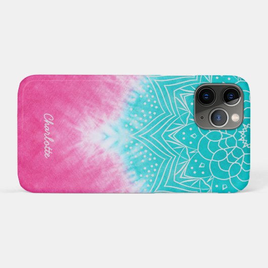 Rosa und blaue Gefärbte Krawatte mit Mandala Sway  Case-Mate iPhone Hülle (Rückseite (Horizontal))