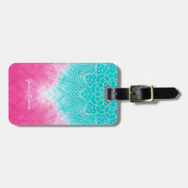 Rosa und blaue Gefärbte Krawatte mit Mandala Sway Gepäckanhänger