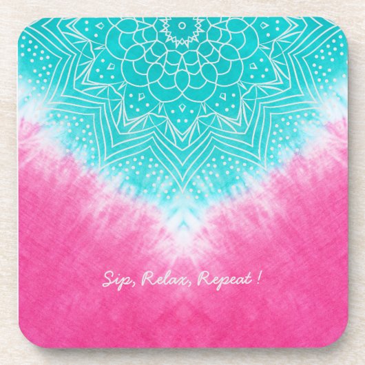 Rosa und blaue Gefärbte Krawatte mit Mandala Sway  Getränkeuntersetzer (Vorderseite)
