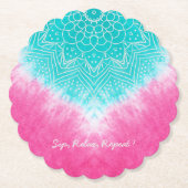 Rosa und blaue Gefärbte Krawatte mit Mandala Sway Untersetzer (Vorderseite)