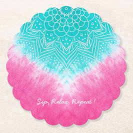 Rosa und blaue Gefärbte Krawatte mit Mandala Sway Untersetzer