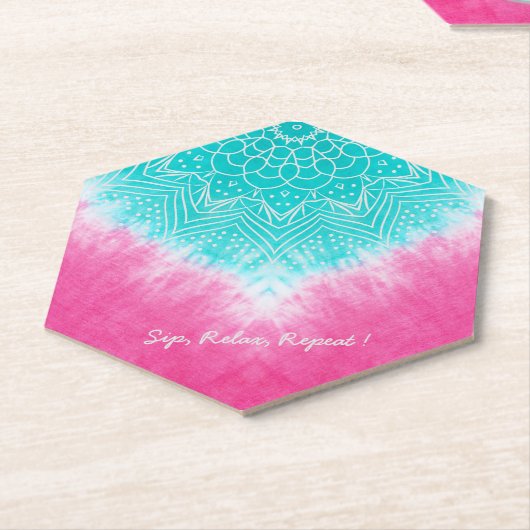 Rosa und blaue Gefärbte Krawatte mit Mandala Sway Untersetzer (angewinkelt)