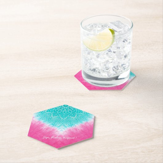 Rosa und blaue Gefärbte Krawatte mit Mandala Sway Untersetzer (Vor Ort)