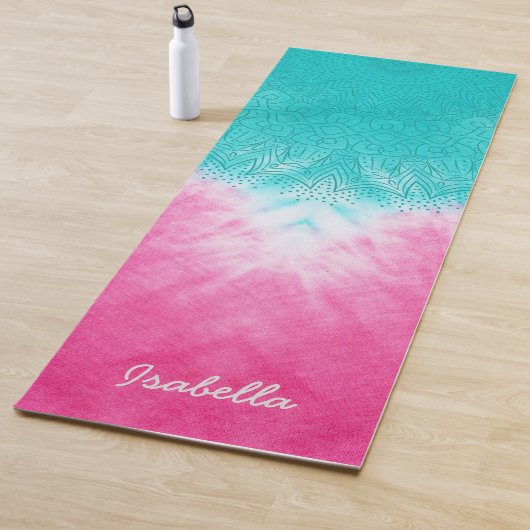 Rosa und blaue Gefärbte Krawatte mit Mandala Sway Yogamatte (Beispiel)