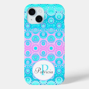 Rosa und blaue geometrische Blumen benutzerdefinie Case-Mate iPhone Hülle