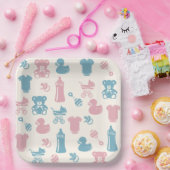 Rosa und blaue Geschlechtszugehörigkeit Pappteller (Party)