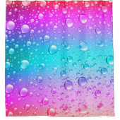 Rosa und blaue glänzende Wassertropfen Duschvorhang (Vorderseite)