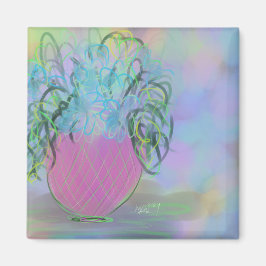 Rosa und blaue Glow Bouquet Originelle Kunst Magnet