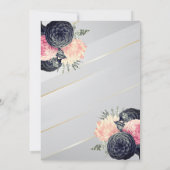 Rosa und blaue goldgestreifte Zwergquinceanera Einladung (Rückseite)