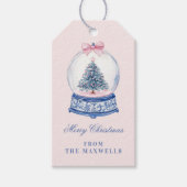 Rosa und blaue Grandmillennial Snow Globe Geschenkanhänger (Vorderseite)