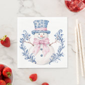 Rosa und blaue Grandmillennialer Schneemann Serviette (Beispiel)