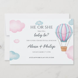 Rosa und blaue Heißluftballon Geschlechtsverkehr P Einladung