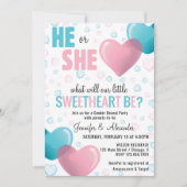 Rosa und blaue Herz-Geschlechtsdusche Einladung (Vorderseite)