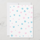 Rosa und blaue Herz-Geschlechtsdusche Einladung (Rückseite)