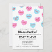 Rosa und blaue Herzchen Valentine Gender Reveal Einladung (Vorderseite)