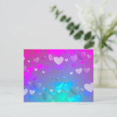Rosa und blaue Herzen Postkarte (Stehend Vorderseite)