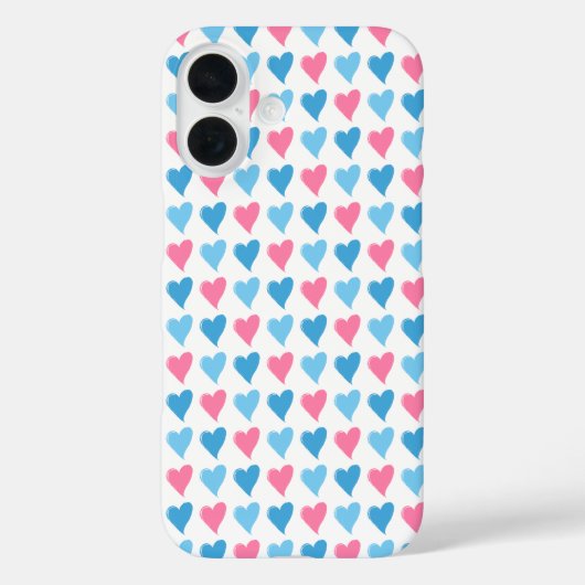 Rosa und blaue Herzen Valentine Case-Mate iPhone Hülle (Rückseite)