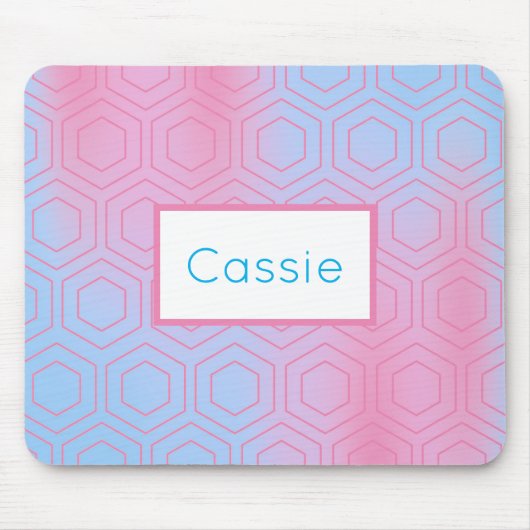 rosa und blaue Hexagon Custom Modern Pastel Mousepad (Vorne)