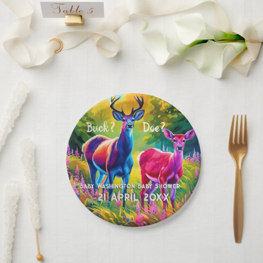 Rosa und Blaue Hirsche Pappteller (Hochzeit)