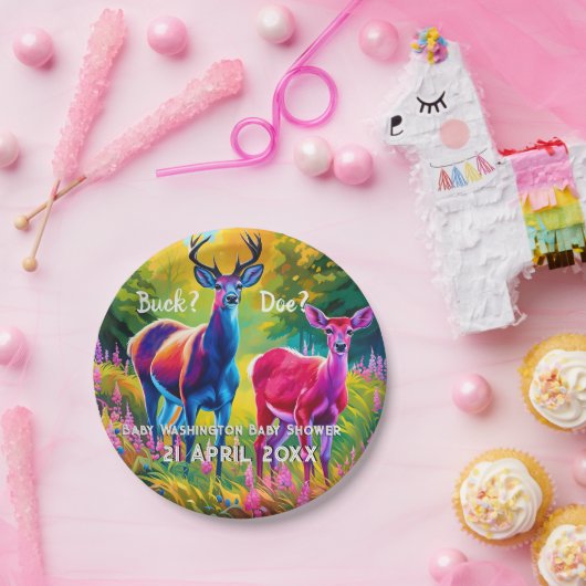 Rosa und Blaue Hirsche Pappteller (Party)