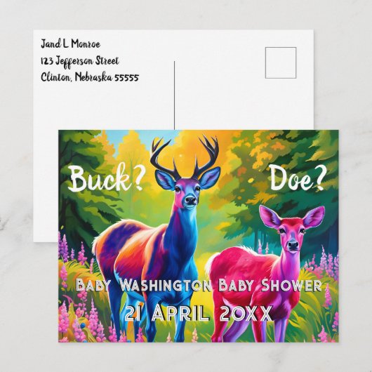 Rosa und Blaue Hirsche Postkarte (Vorne/Hinten)