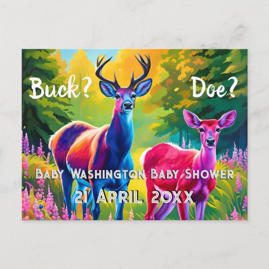 Rosa und Blaue Hirsche Postkarte (Vorderseite)