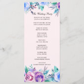 Rosa und blaue Hochzeit mit Blumen. Blume Programm (Rückseite)