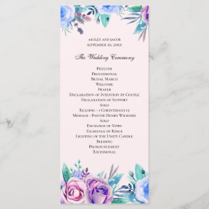 Rosa und blaue Hochzeit mit Blumen. Blume Programm
