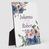 Rosa und blaue Hochzeitsfeier mit Blumen Fotoplatte (Seite)