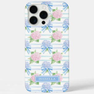 Rosa und Blaue Hortensien gestreift iPhone 16 Pro Max Hülle