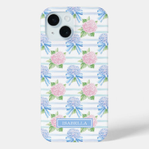 Rosa und blaue Hortensien gestreift Case-Mate iPhone Hülle