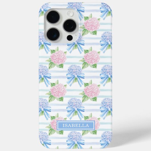Rosa und Blaue Hortensien gestreift Case-Mate iPhone Hülle (Rückseite)