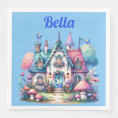 Rosa und blaue Hütte-Core-Monogramm auf blau | Serviette (Vorderseite)