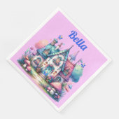 Rosa und blaue Hütte-Core-Monogramm auf rosa | Serviette (Ecke)