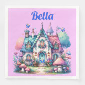 Rosa und blaue Hütte-Core-Monogramm auf rosa | Serviette (Vorderseite)